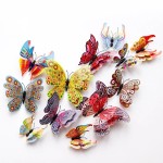 3D double butterflies with magnet, house or event decorations, set of 12 pieces, colorful color, A22